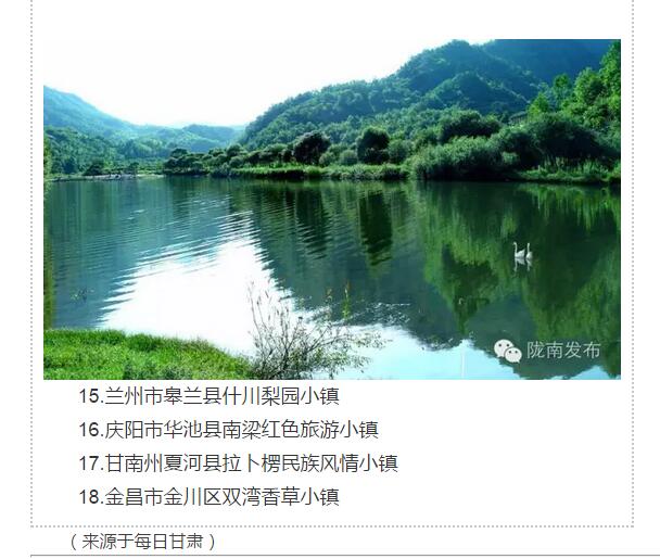 甘肅計(jì)劃3年建18個(gè)特色小鎮(zhèn)，看看隴南有幾個(gè)~